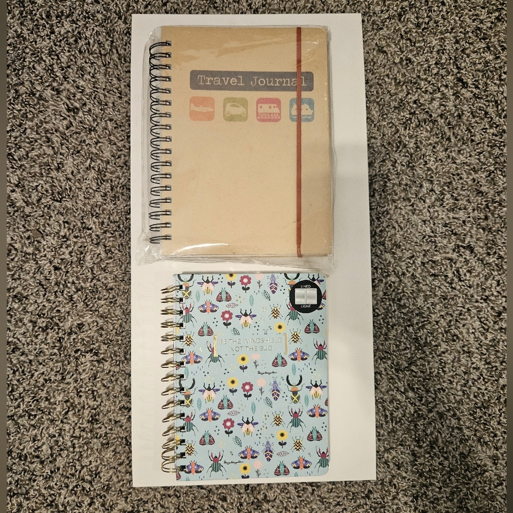 Set of Two Travel Spiral Notebooks - Travel Journal and Travel Floral Design